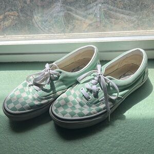 Sage green checkered vans